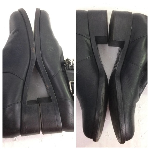 Claudia Ciuti Women's Buckles Chain Link Block Heel Black Leather Calf Boot 7.5 - Picture 9 of 15